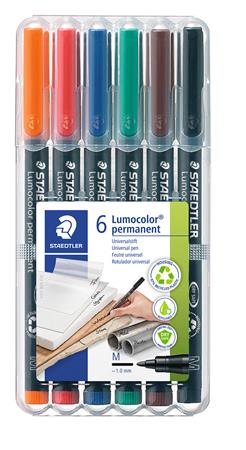 Alkoholos marker készlet, OHP, 1 mm, STAEDTLER Lumocolor® 317 M, 6 különböző szín