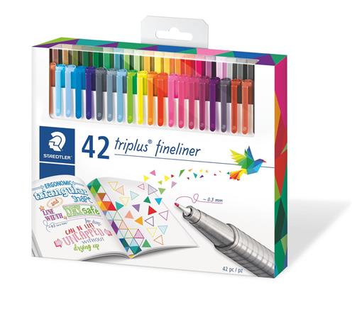 Tűfilc készlet, 0,3 mm, STAEDTLER Triplus 334, 42 különböző szín