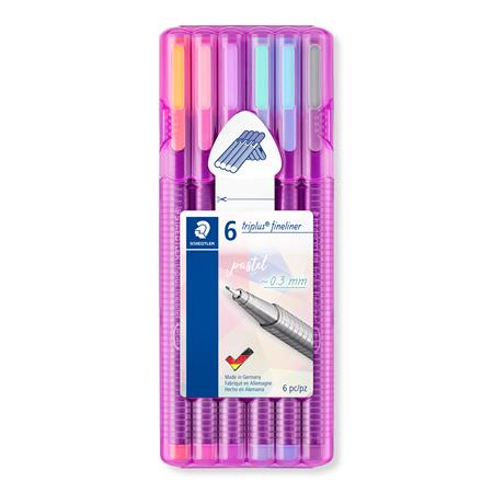 Tűfilc készlet, 0,3 mm, STAEDTLER Triplus® 334, 6 különböző pasztell szín