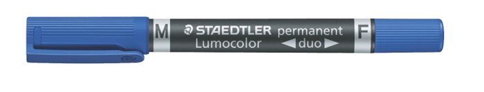 Alkoholos marker, 0,6/1,5 mm, kúpos, kétvégű, STAEDTLER Lumocolor® duo 348, kék