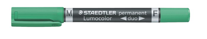 Alkoholos marker, 0,6/1,5 mm, kúpos, kétvégű, STAEDTLER Lumocolor® duo 348, zöld