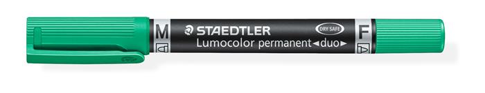 Alkoholos marker, 0,6/1,5 mm, kúpos, kétvégű, STAEDTLER Lumocolor® duo 348, zöld