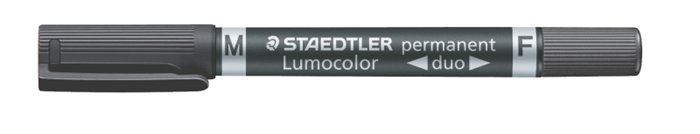 Alkoholos marker, 0,6/1,5 mm, kúpos, kétvégű, STAEDTLER Lumocolor® duo 348, fekete