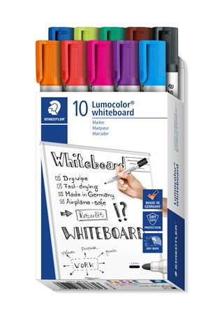 Táblamarker készlet, 2 mm, kúpos, STAEDTLER Lumocolor® 351, 10 különböző szín