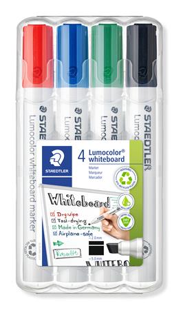 Táblamarker készlet, 2-5 mm, vágott, STAEDTLER Lumocolor® 351 B, 4 különböző szín