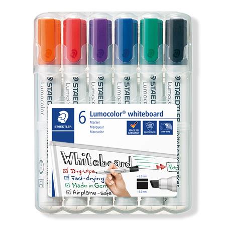 Táblamarker készlet, 2-5 mm, vágott, STAEDTLER Lumocolor® 351 B, 6 különböző szín