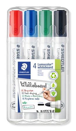 Táblamarker készlet, 2 mm, kúpos, STAEDTLER Lumocolor® 351, 4 különböző szín