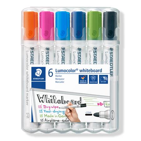 Táblamarker készlet, 2 mm, kúpos, STAEDTLER Lumocolor® 351, 6 különböző szín