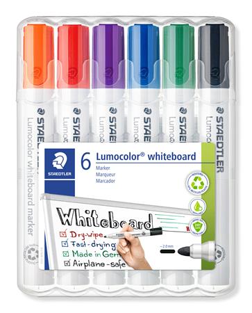 Táblamarker készlet, 2 mm, kúpos, STAEDTLER Lumocolor® 351, 6 különböző szín