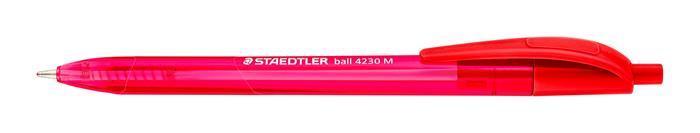 Golyóstoll, 0,5 mm, nyomógombos, STAEDTLER Ball 423 M, piros