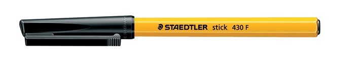 Golyóstoll, 0,3 mm, kupakos, STAEDTLER Stick 430 F, fekete