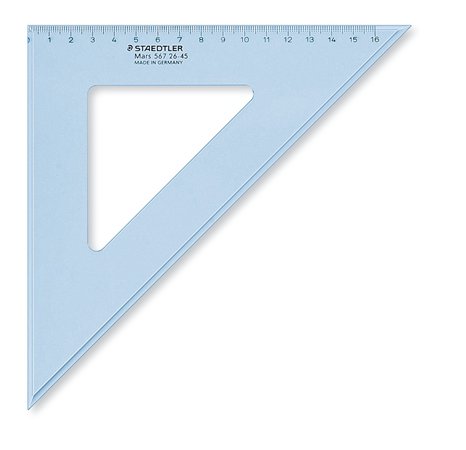 Háromszög vonalzó, műanyag, 45°, 25 cm, STAEDTLER Mars 567, átlátszó kék