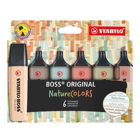 Szövegkiemelő készlet, 2-5 mm, STABILO BOSS original NatureColors, 6 különböző szín