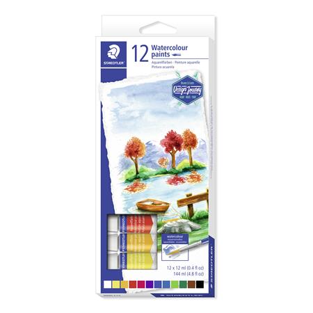 Akvarell festék, tubusos, STAEDTLER 8880, 12 különböző szín