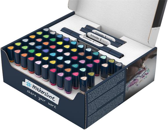 Kétvégű marker készlet, 72 darabos, SCHNEIDER Paint-It 040 Twin marker Set complete, 30 különböző szín