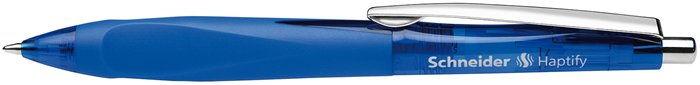 Golyóstoll, 0,5 mm, nyomógombos, sötétkék színű tolltest, SCHNEIDER Haptify, kék