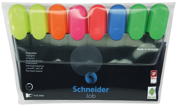 Szövegkiemelő készlet, 1-5 mm, SCHNEIDER Job 150, 6+2 szín