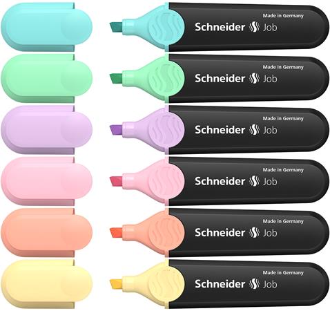 Szövegkiemelő készlet, 1-5 mm, SCHNEIDER Job Pastel, 6 különböző pasztell szín