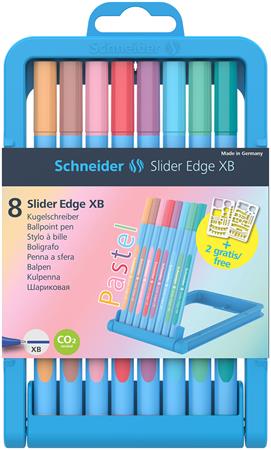 Golyóstoll készlet, 0,7 mm, kupakos, SCHNEIDER Slider Edge XB Pastel, 8 különböző pasztell szín