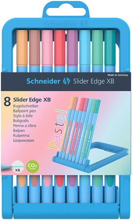 Golyóstoll készlet, 0,7 mm, kupakos, SCHNEIDER Slider Edge XB Pastel, 8 különböző pasztell szín