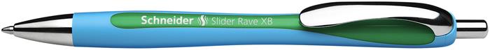 Golyóstoll, 0,7 mm, nyomógombos, SCHNEIDER Slider Rave XB, zöld