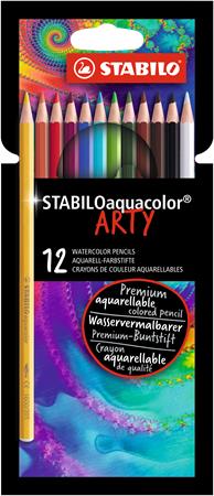 Akvarell ceruza készlet, STABILO Aquacolor ARTY, 12 különböző szín