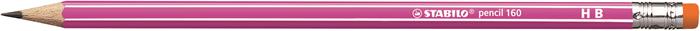 Grafitceruza radírral, HB, hatszögletű, STABILO Pencil 160, rózsaszín