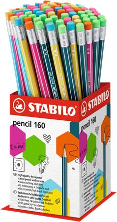 Grafitceruza radírral display, HB, hatszögletű, STABILO Pencil 160