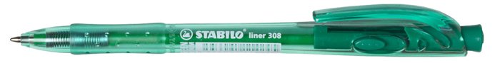 Golyóstoll, 0,38 mm, nyomógombos, STABILO Liner 308, zöld