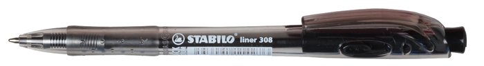 Golyóstoll, 0,38 mm, nyomógombos, STABILO Liner 308, fekete