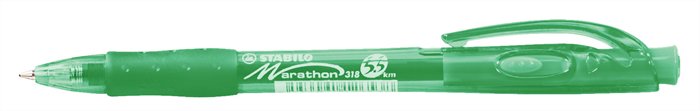 Golyóstoll, 0,38 mm, nyomógombos, STABILO Marathon, zöld