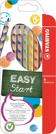 Színes ceruza készlet, háromszögletű, balkezes, STABILO EasyColours, 6 különböző szín