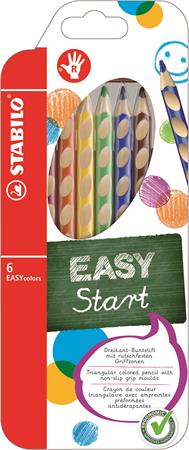 Színes ceruza készlet, háromszögletű, jobbkezes, STABILO EasyColours, 6 különböző szín