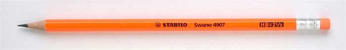 Grafitceruza radírral, HB, hatszögletű, STABILO Swano Neon, narancssárga