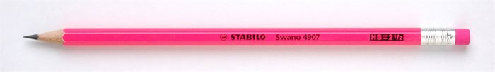 Grafitceruza radírral, HB, hatszögletű, STABILO Swano Neon, rózsaszín