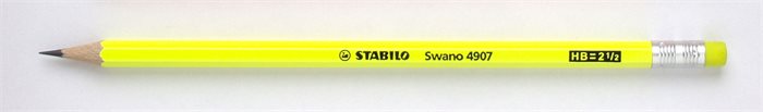Grafitceruza radírral, HB, hatszögletű, STABILO Swano Neon, sárga