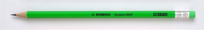Grafitceruza radírral, HB, hatszögletű, STABILO Swano Neon, zöld