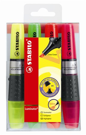 Szövegkiemelő készlet, 2-5 mm, STABILO Luminator, 4 különböző szín