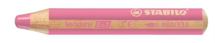 Színes ceruza, kerek, vastag, STABILO Woody 3 in 1, rózsaszín