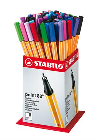 Tűfilc display, 0,4 mm, STABILO Point 88 Mini, vegyes színek