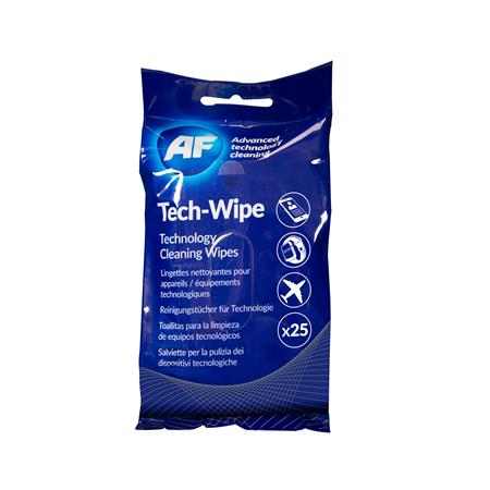 Tisztítókendő, képernyőhöz, alkoholmentes, nedves, 25 db, AF Tech-wipes