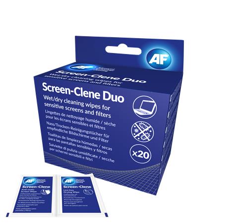 Tisztítókendő, képernyőhöz, 20 db nedves-száraz kendőpár, AF Screen-Clene Duo