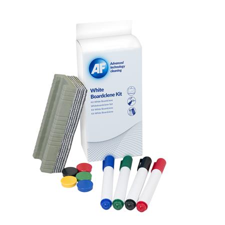 Tisztítófolyadék, táblához, szivaccsal, törlőkendővel, mágnessel, táblafilccel, 125 ml, AF Whiteboard cleaning kit