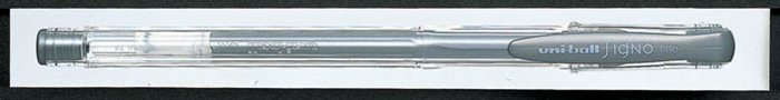 Zseléstoll, 0,4 mm, kupakos, UNI UM-100 Signo Fine, ezüst