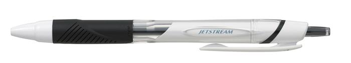 Golyóstoll, 0,35 mm, nyomógombos, fehér tolltest, UNI SXN-155 Jetstream, fekete