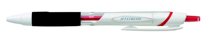 Golyóstoll, 0,35 mm, nyomógombos, fehér tolltest, UNI SXN-155 Jetstream, piros