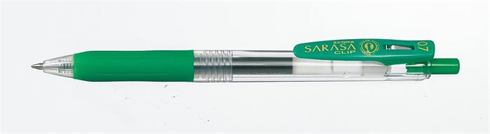 Zseléstoll, 0,37 mm, nyomógombos, ZEBRA Sarasa Clip, zöld