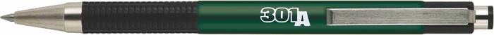 Golyóstoll, 0,24 mm, nyomógombos, zöld tolltest, ZEBRA F-301 A, kék