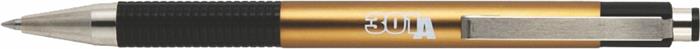Golyóstoll, 0,24 mm, nyomógombos, arany színű tolltest, ZEBRA F-301 A, kék