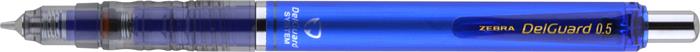Nyomósirón, 0,5 mm, ZEBRA DelGuard, kék